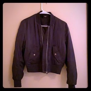 Charcoal gray cropped bomber jacket